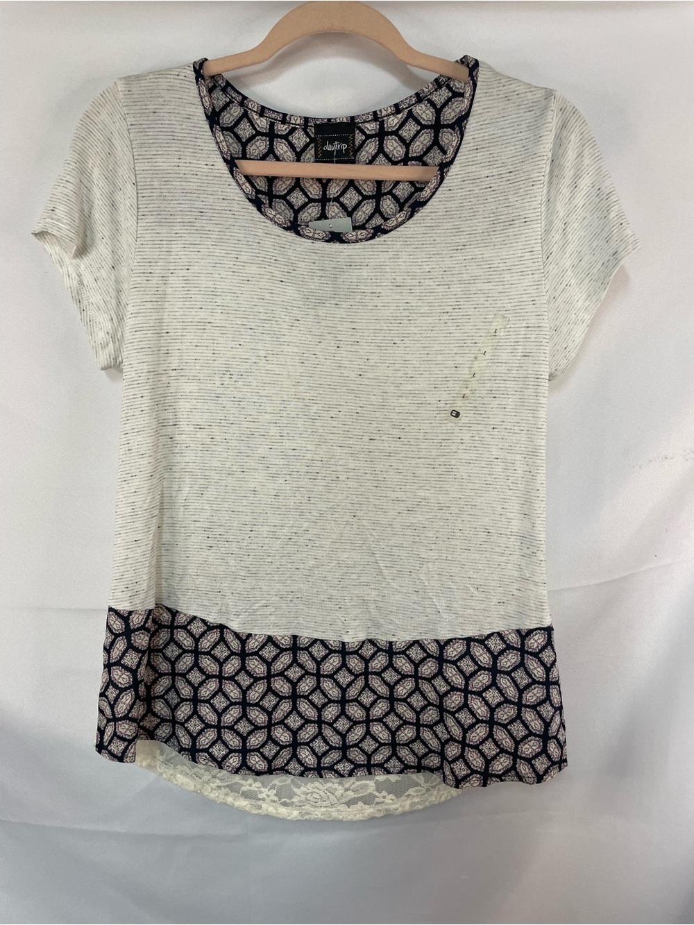 Day trip new with tags fancy tshirt. Has a super cute open lacy back!
